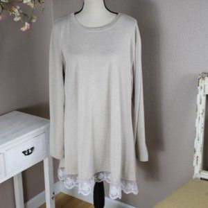 Soft Lace Trim Sweater NWOT